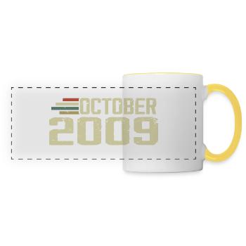 Octobre 2009 - Anniversaire en octobre 2009 - Mug panoramique contrasté et blanc - blanc/jaune - Devant