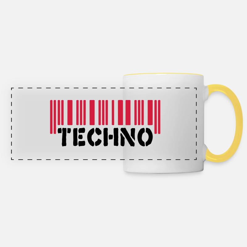 Techno__V002 - Mug panoramique contrasté et blanc - blanc/jaune