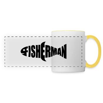 fisherman logo fisherman sea boat angler sport - Panoramic Mug - white/yellow - Front
