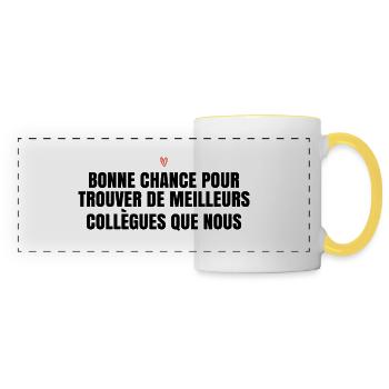 Cadeau depart collegue de travail humour Homme - Mug panoramique contrasté et blanc - blanc/jaune - Devant