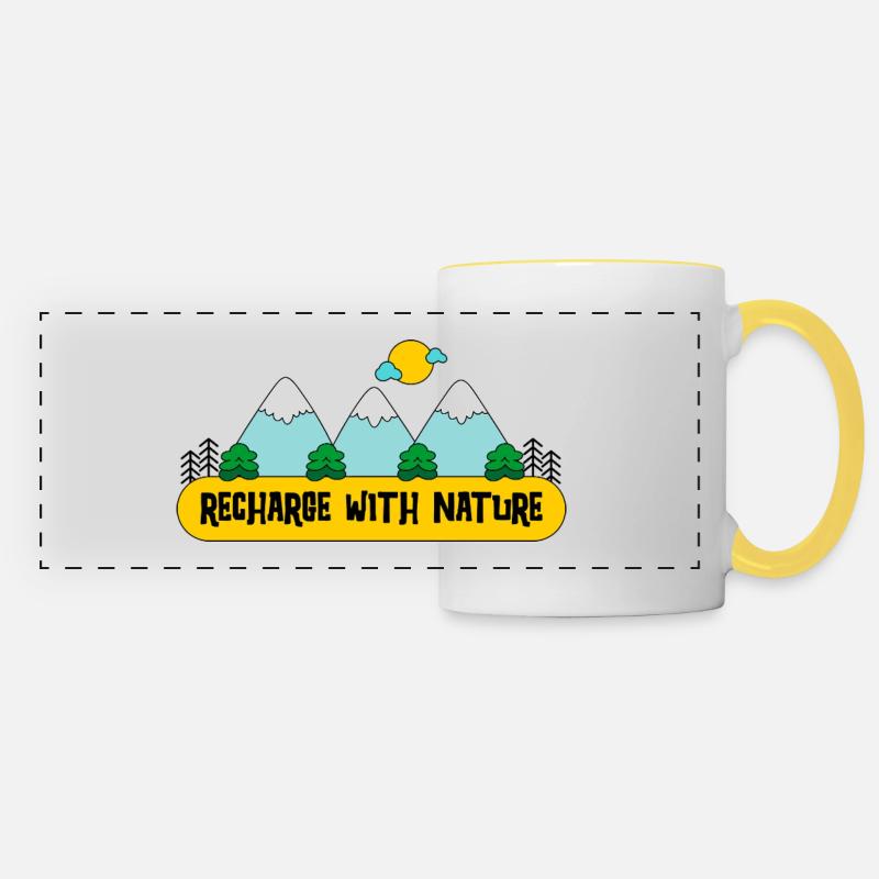 Recharge your batteries with nature - Panoramic Mug - white/yellow