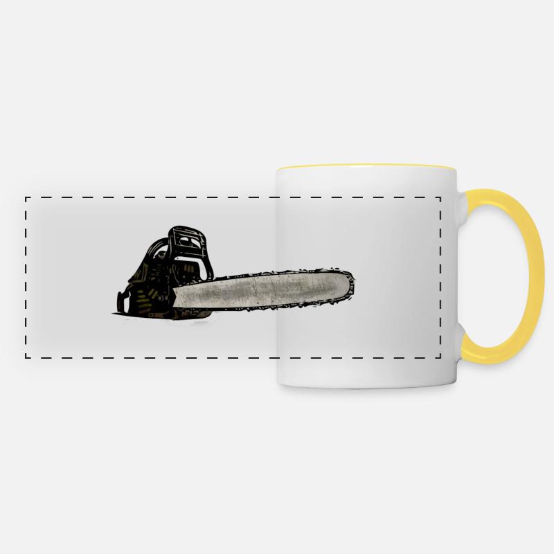 Chainsaw - Panoramic Mug - white/yellow