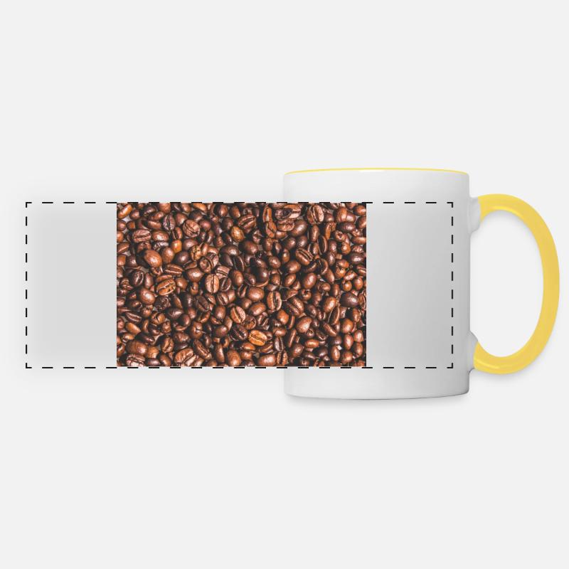 Coffee beans - Panoramic Mug - white/yellow