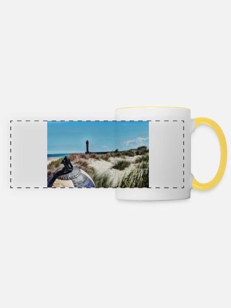 Strand Boje Leuchtturm - Panoramatasse - Weiß/Gelb