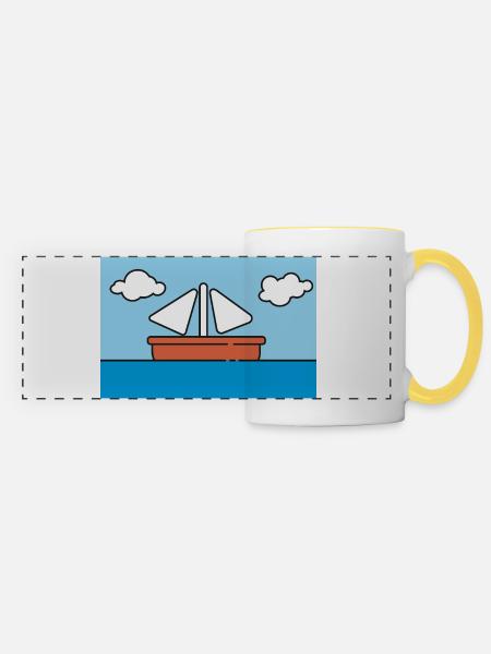 Wandbild Segelboot - Panoramatasse - Weiß/Gelb