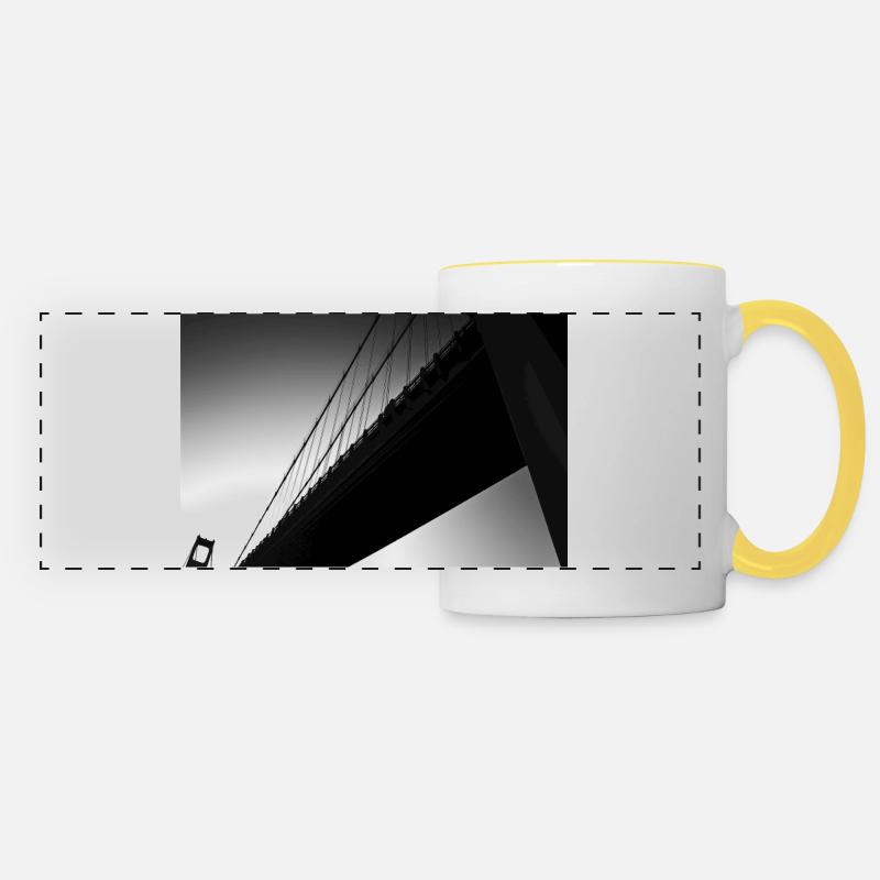 Perspective du pont noir et blanc - Mug panoramique contrasté et blanc - blanc/jaune