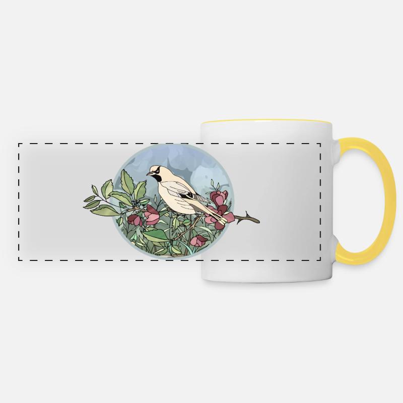 Colorful bird - Panoramic Mug - white/yellow