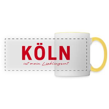 Köln T-Shirt – Domstadt Liebe - Panoramatasse - Weiß/Gelb - Vorne