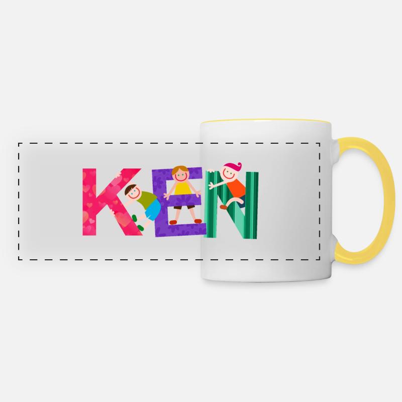 Ken - Panoramic Mug - white/yellow