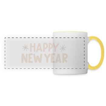Happy New Year - Mug panoramique contrasté et blanc - blanc/jaune - Devant