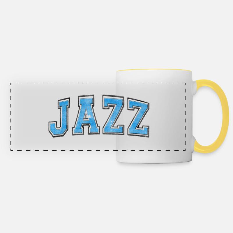 Jazz Varsity Grunge - Panoramic Mug - white/yellow