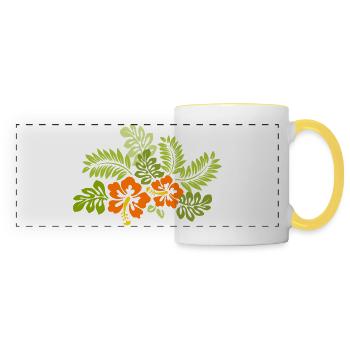 Hibiscus hibiscus blossom Hawaii flower tropical bloom - Panoramic Mug - white/yellow - Front