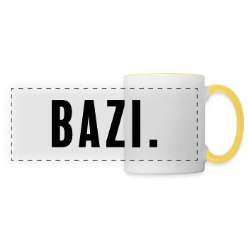 Bazi customs: Bavaria's heart + soul in one word - Panoramic Mug - white/yellow - Front