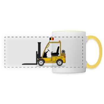 Forklift Belgium flag - Panoramic Mug - white/yellow - Front