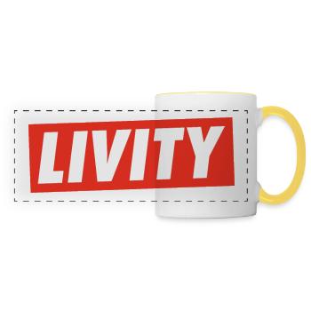 Livity Jah Rastafari Rasta One Love INI Roots - Panoramatasse - Weiß/Gelb - Vorne