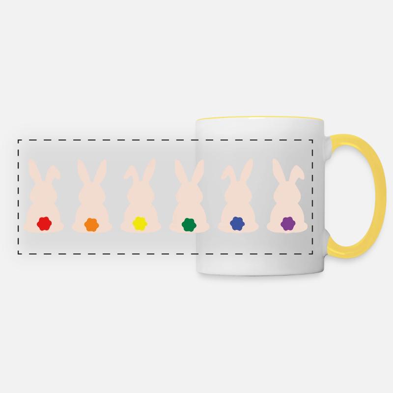 Rainbow Bunny - Panoramic Mug - white/yellow