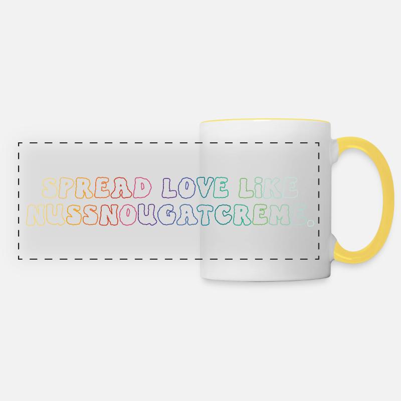Spread Love Like Nut Nougat Cream. Rainbow - Panoramic Mug - white/yellow