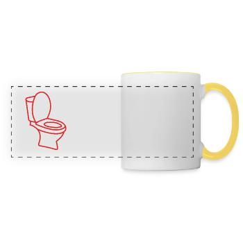 Toilette toilette cadeau d’humour - Mug panoramique contrasté et blanc - blanc/jaune - Devant