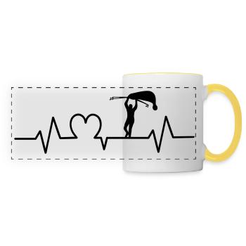 Rowing Rowers Heartbeat - Panoramic Mug - white/yellow - Front