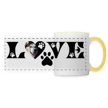 LOVE - Déclaration pour les fans de chiens - Mug panoramique contrasté et blanc - blanc/jaune - Devant