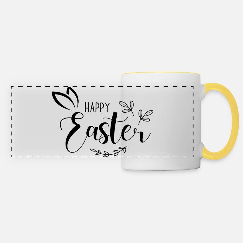 Happy Easter - Panoramatasse - Weiß/Gelb