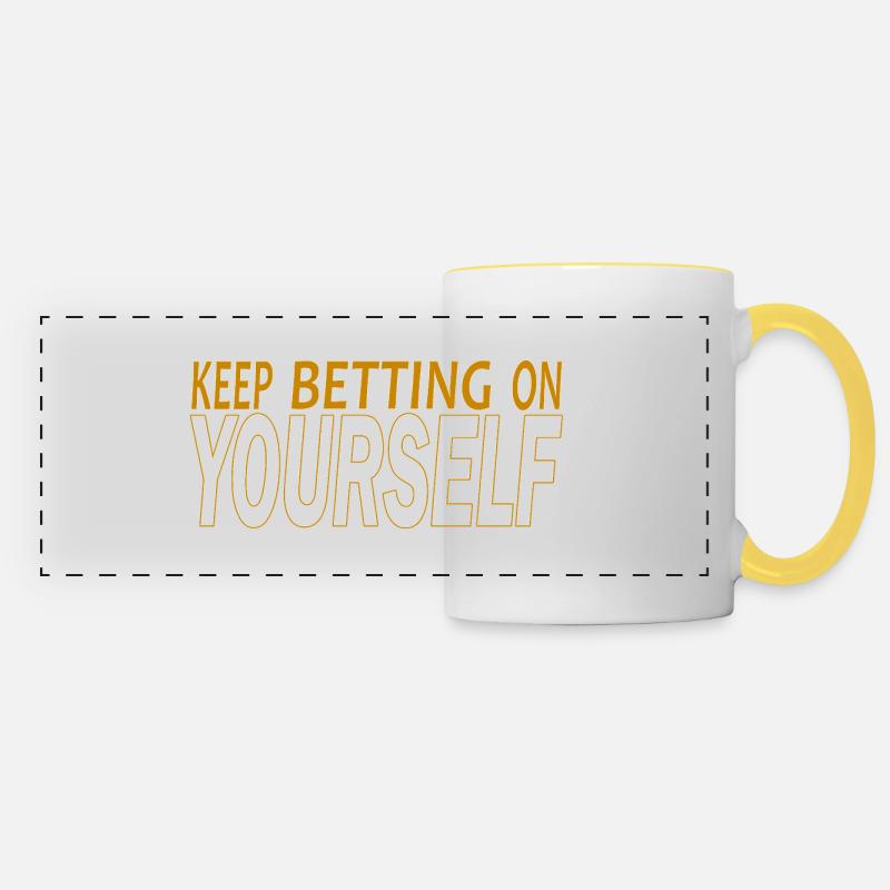 keep betting on yourself - Mug panoramique contrasté et blanc - blanc/jaune