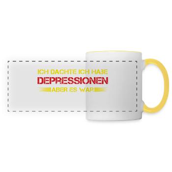 Ich dachte ich habe Depressionen es war Deutschtla - Panoramatasse - Weiß/Gelb - Vorne
