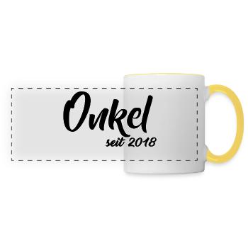 Onkel seit 2018 - Patenonkel Geburt Geschenk - Panoramatasse - Weiß/Gelb - Vorne
