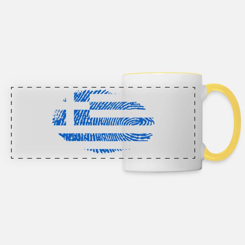 Drapeau grec - Mug panoramique contrasté et blanc - blanc/jaune