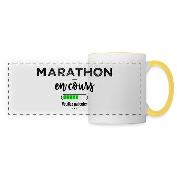 Marathon en cours veuillez patienter - Mug panoramique contrasté et blanc - blanc/jaune - Devant