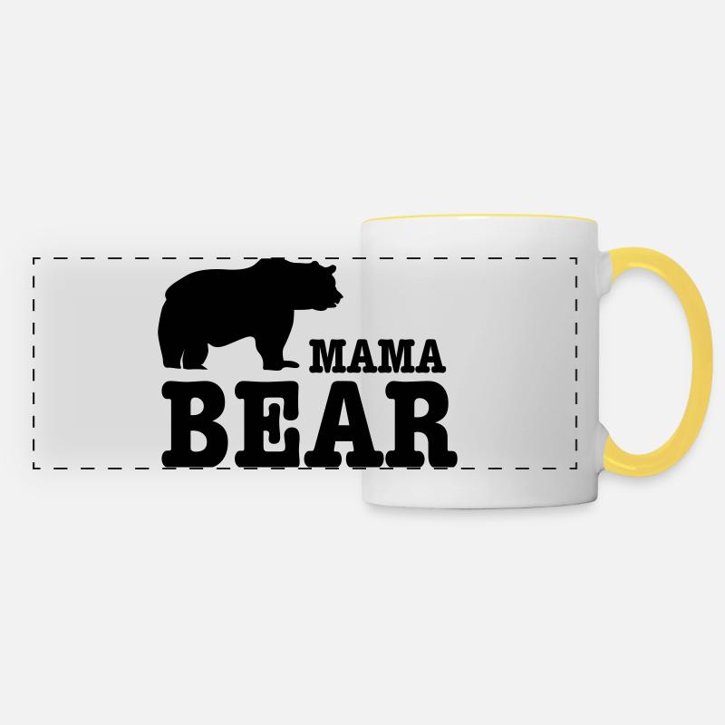 mama bear - Mug panoramique contrasté et blanc - blanc/jaune