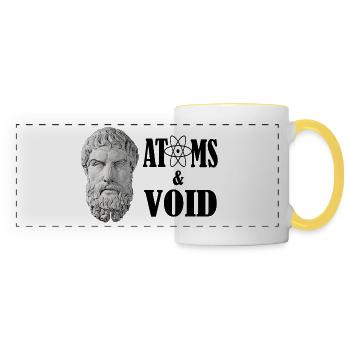 Epicurus - atoms and void - Panoramic Mug - white/yellow - Front