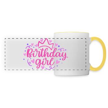 Birthday Girlie with Crown Heart Confetti - Panoramic Mug - white/yellow - Front