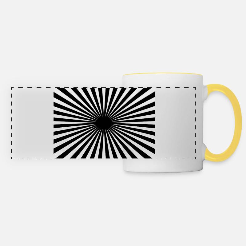 Hypnotic Centered Radial Rays - Panoramic Mug - white/yellow