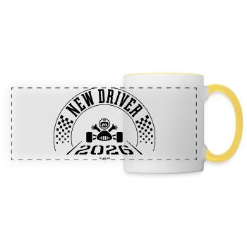 New Driver 2026 (Driving Licence / Black) - Panoramic Mug - white/yellow - Front
