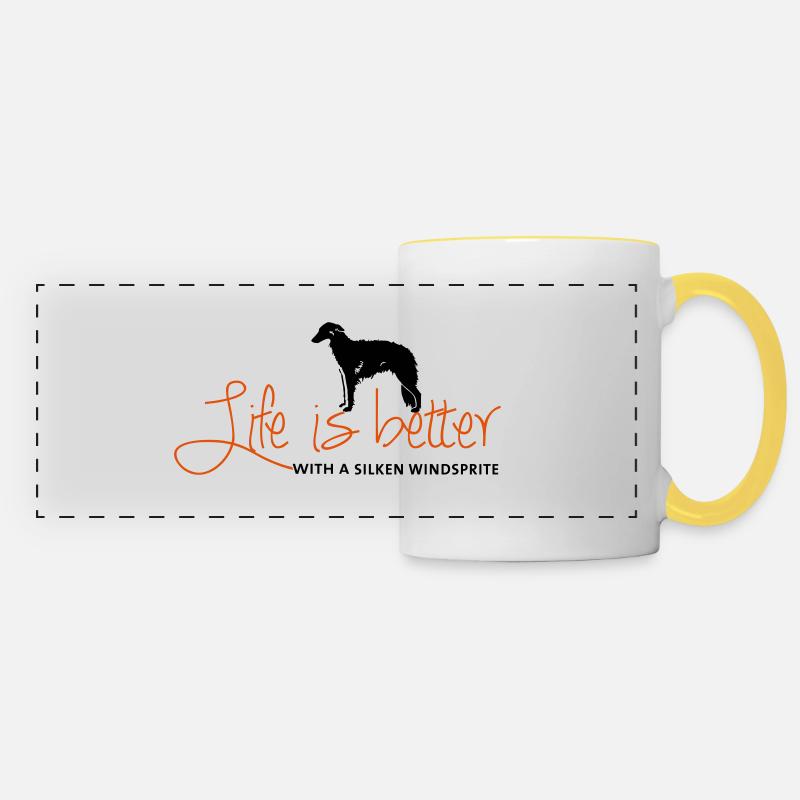 Life is better - Silken - Panoramic Mug - white/yellow