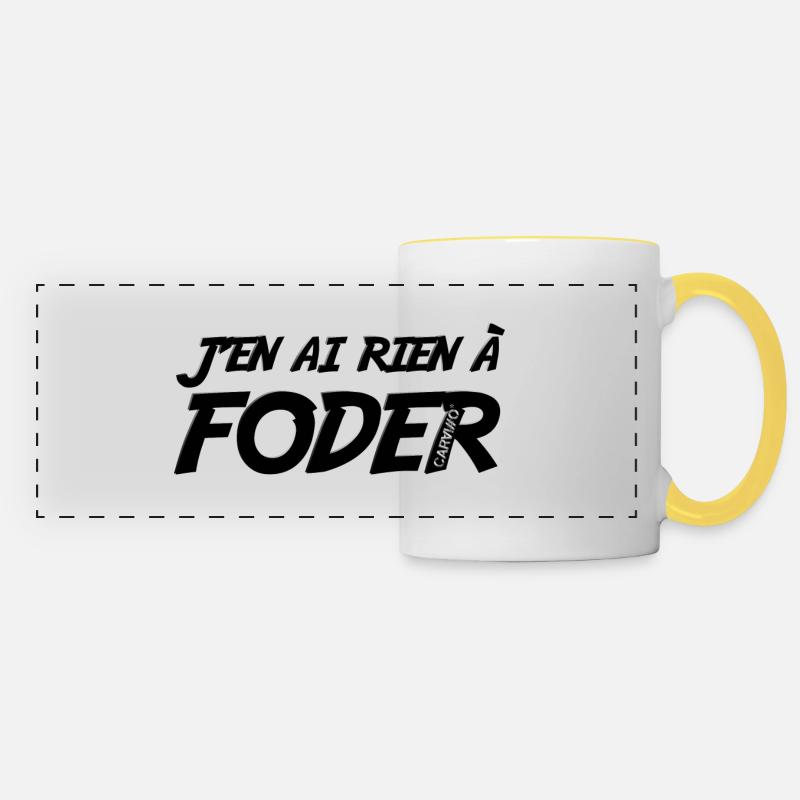 J'en ai rien a foder Noir - Mug panoramique contrasté et blanc - blanc/jaune