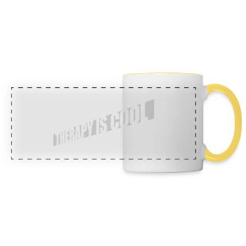 therapy is cool Quote - Panoramic Mug - white/yellow - Front