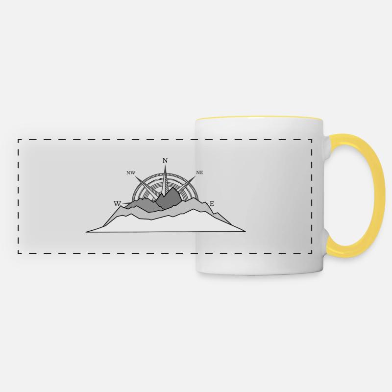 kompass berg - Panoramatasse - Weiß/Gelb