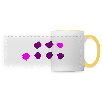 Plaid dots pattern - stripes - Panoramic Mug - white/yellow - Front