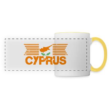 Cyprus - Vintage Orange Color - Panoramic Mug - white/yellow - Front