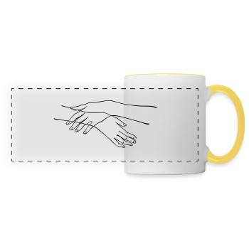 embracing hands outline Illustration - Panoramatasse - Weiß/Gelb - Vorne