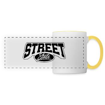 État de la rue B - Mug panoramique contrasté et blanc - blanc/jaune - Devant