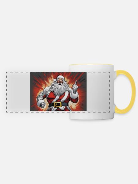 Santa Claus makes an announcement - Panoramic Mug - white/yellow