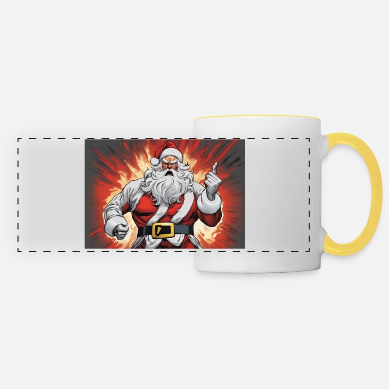 Santa Claus makes an announcement - Panoramic Mug - white/yellow