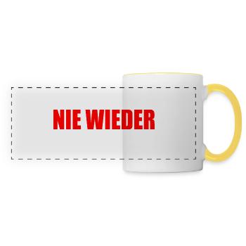 Nie wieder - Panoramatasse - Weiß/Gelb - Vorne