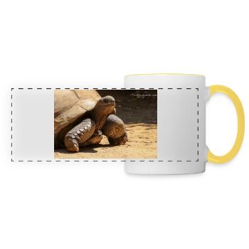 Tortue ressuscitée des Galapagos - Mug panoramique contrasté et blanc - blanc/jaune - Devant
