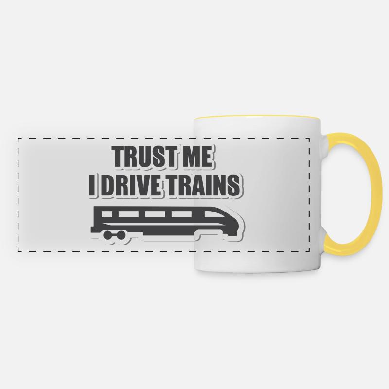 Les conducteurs, les conducteurs de train, train, métro, ICE, train - Mug panoramique contrasté et blanc - blanc/jaune