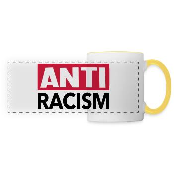 Anti racism - shirt anti racisme - Mug panoramique contrasté et blanc - blanc/jaune - Devant