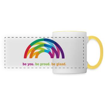 Arc-en-ciel fierté - Mug panoramique contrasté et blanc - blanc/jaune - Devant